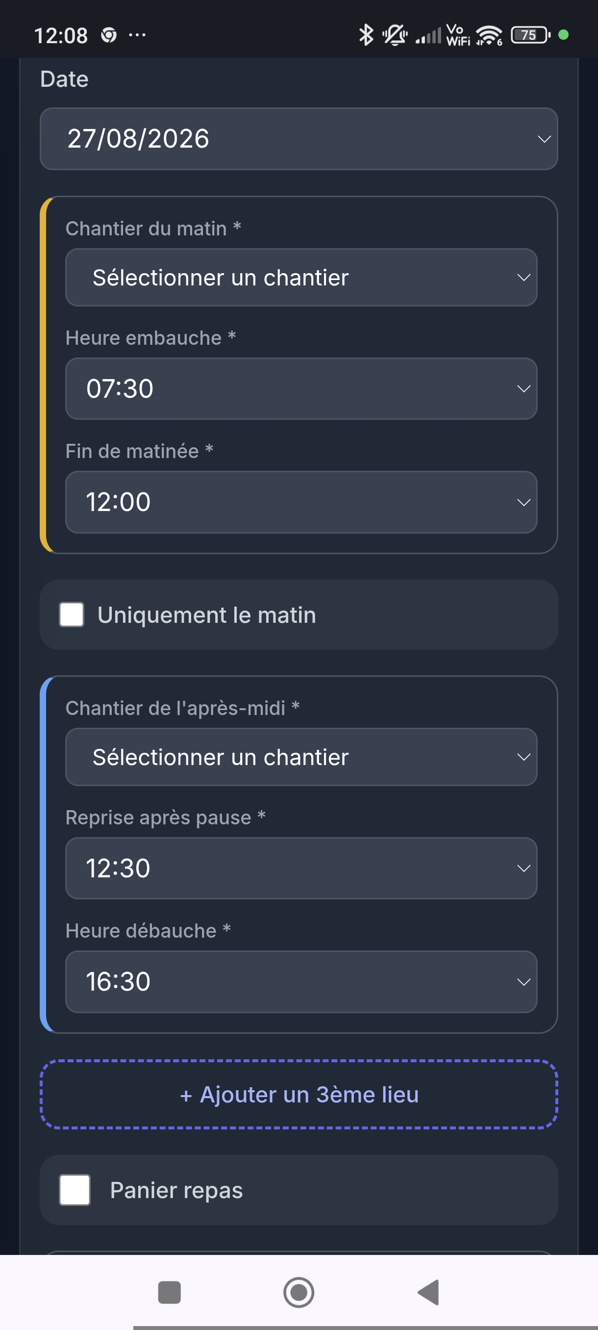 BTP Manager : pointage sur téléphone, sur le chantier